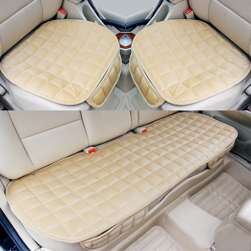 Winter Car Seat Cover Car Front/Rear/Full Set Seat Cushion Non-slip Short Plush Chair Auto Seat Cushion Protector Mat Pad 1