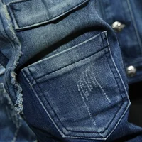 Denim Set Men Loose Denim 2Pcs Set Long Sleeve Single Breasted Jackets Full Length Pant Denim Set Spliced Denim Jacket And Jeans 2