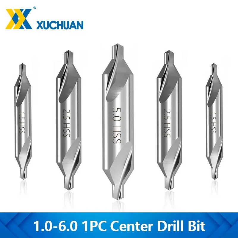 HSS Combined Center Drill Bits 60 Degrees Core Drill Bit 1.0-6.0mm Metal Drilling Tools Countersink Angle Bit