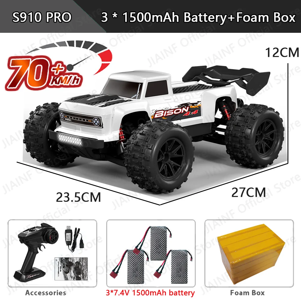 S909PRO S910PRO 1:16 70KM/H 4WD RC Car With LED Remote Control Cars High Speed Drift Monster Truck for Kid VS Wltoys 144001 Toys 2
