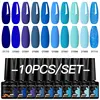MEET ACROSS 10Pcs/Set Sparkly Glitter Red Pink Gel Nail Polish Fluorescent Semi Permanent Nail Art UV Gel Varnish Manicure Kits 3