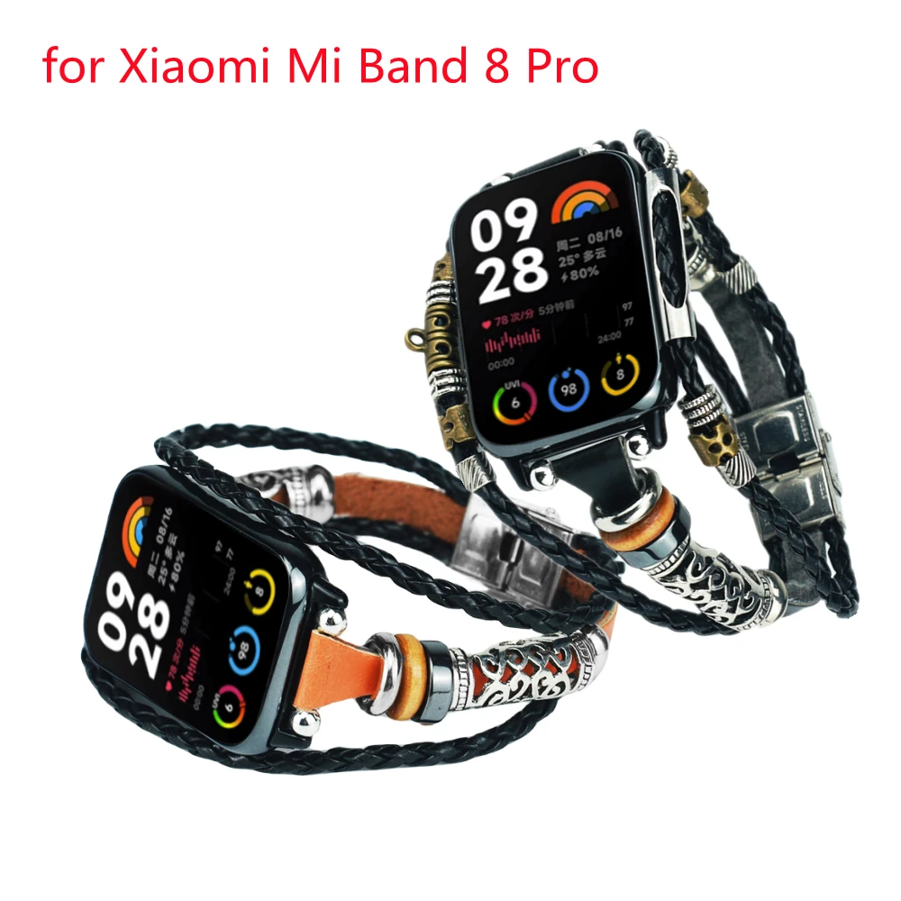 

Кожаный ремешок в стиле ретро для Xiaomi Mi Band 8 Pro, сменный модный винтажный браслет для наручных часов MIband 8 Pro