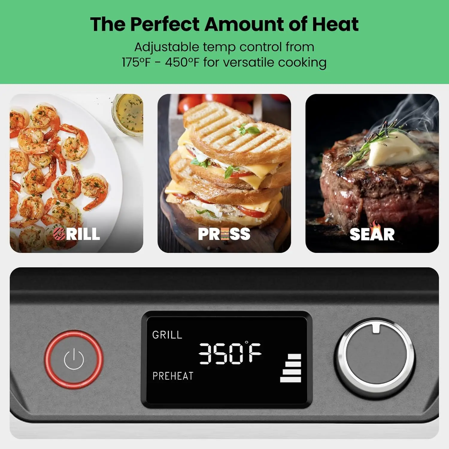 5-in-1 Digital Panini Press Grill Sandwich Maker and Griddle Grill Combo with Removable, Reversible Dishwasher-Safe Gril 5