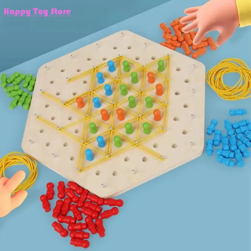 

Wood Intelligence Board Games Children's Interactive Puzzle Geometric Chain Triangulate Toys Social Board Games Logical Thinking