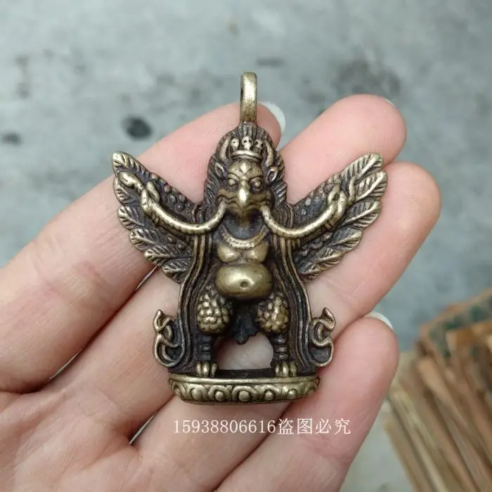 Antique Bronze Miscellaneous Collection Antique Old Bronze Brass Golden Winged Bird Custodian Garuda Pendant Old Objects Antique