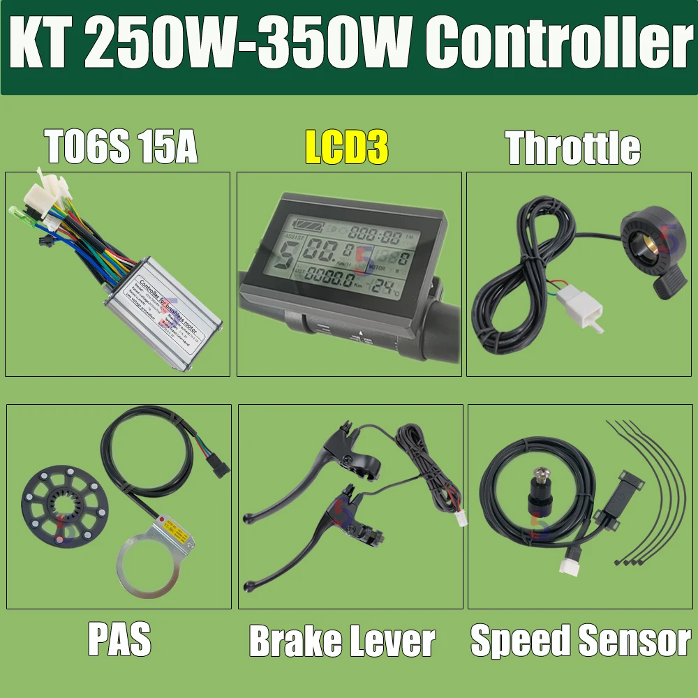Bafang Ϳ Ʈѷ ŰƮ, AKM Ϳ KT ÷   Ʈѷ, T06S Ebike 250W 350W, 24V 36V 15A, 250W 350W