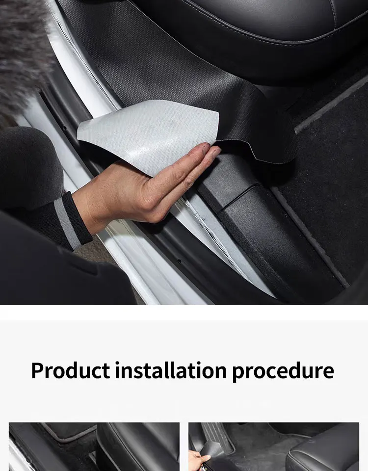 Carbon Flash Hintere Einstiegsleistenschutz Für Tesla Modell 3, Innere Schutzplatte Abdeckung Trim Auto Anti-Schmutzige Stoßstange Willkommen Pedal – Detail 11
