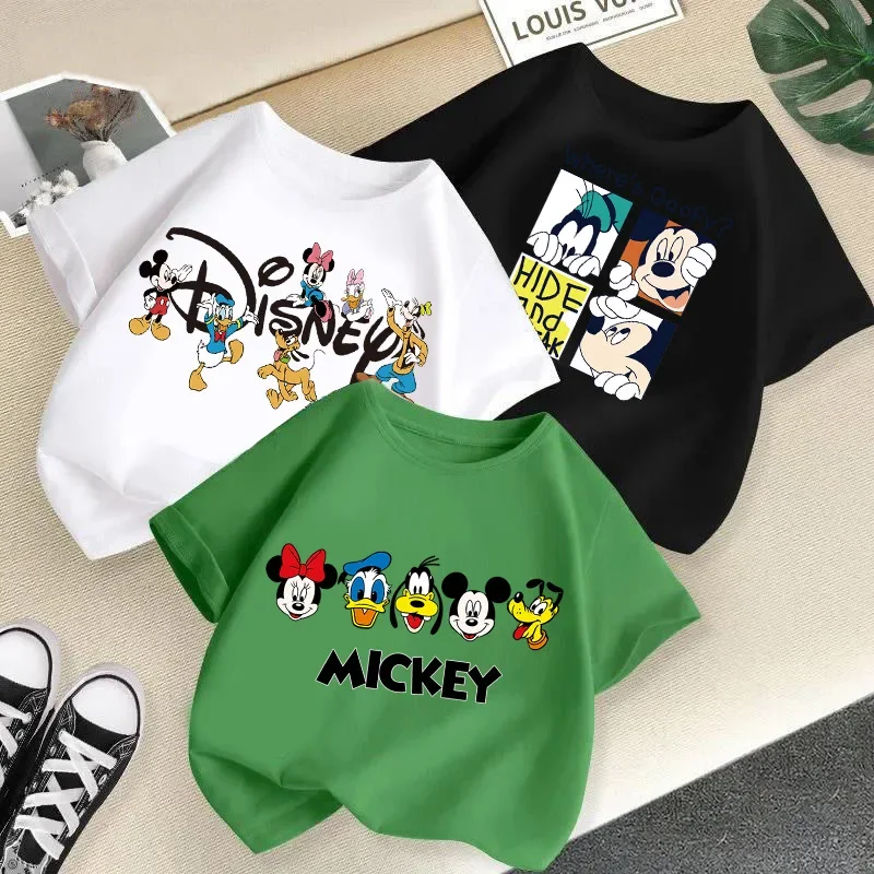 Children T Shirt Summer Kids Cartoon Spring Cotton Boy Girl Baby Print Minnie Donald Duck Mickey Mouse Cute Clothes