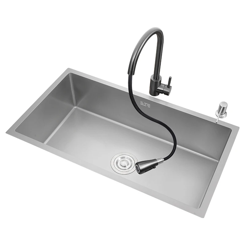 

sus304 stainless steel gun gray handmade kitchen wash basin nano single-slot thickened under-counter sink size