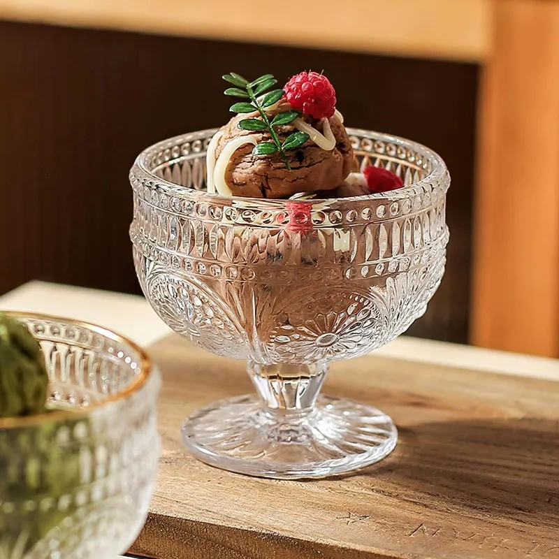 6 Pack Glass Dessert Bowls, 10 oz Mini Trifle Bowls, Glass Serving Bowls for Ice Cream, Fruit, Pudding, Snack, Cereal, Nuts