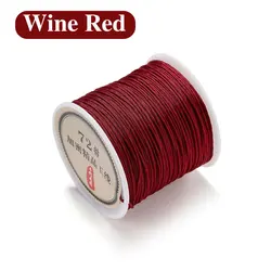 Premium Satin Nylon Thread Cord for Handmade Jewelry and DIY Crafts - 50M Roll, 0.8mm Thickness (Wine red)