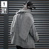 Autumn Winter Hip Hop Punk Scarf Collar Techwear Jacket Woolen Coat Men Vintage Casual Woolen Outerwear 4
