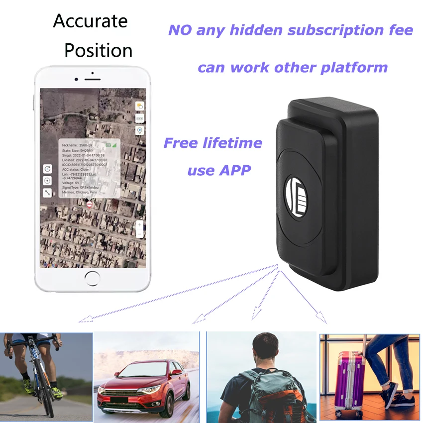 

No Subscription Fee Long Battery Life Magnetic GPS Tracker Car Tracking Device Free Software Real Time Truck Asset Elderly