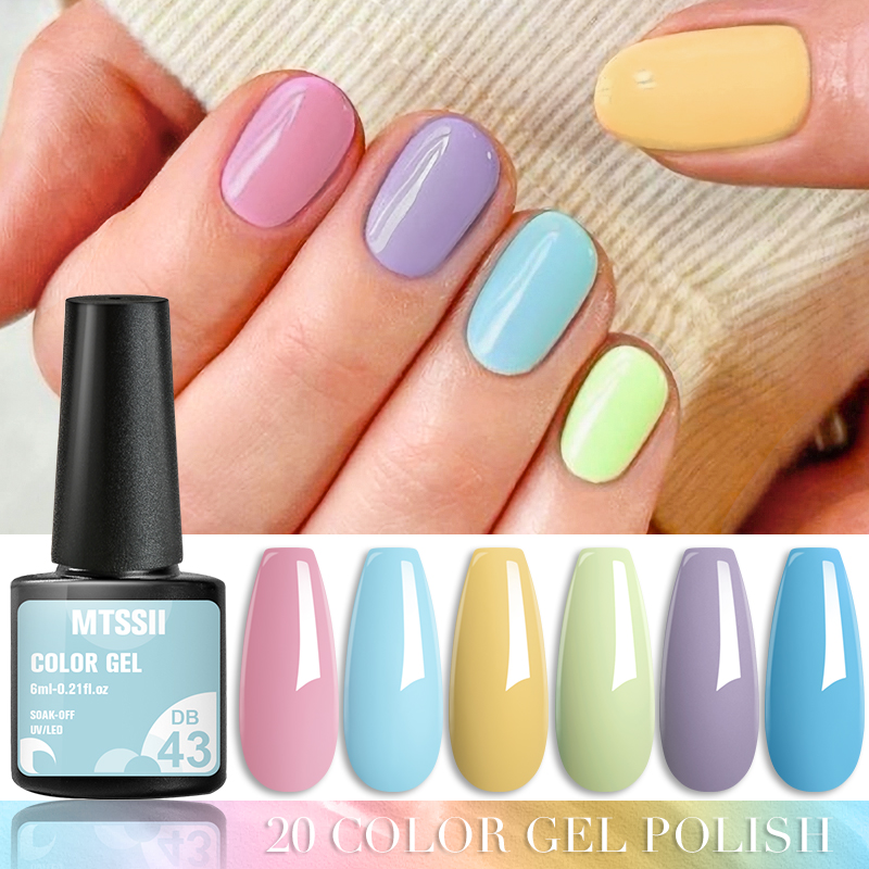 Mtssii 6ml Macaron Candy Gel Nail Polish Colors Spring Summer Pink Purple Semi Permanent Nail Art Gel Varnish For Manicure