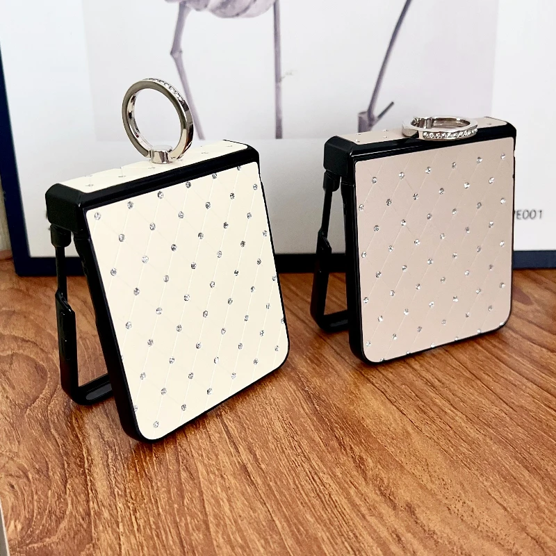 Elegant Luxury Diamond Glitter Ring Phone Case – 3-Piece Shockproof Hinge Protection Set