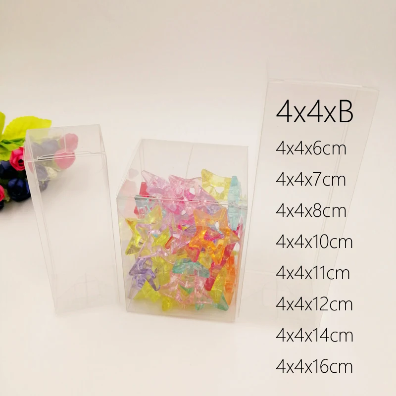 

100pcs 4x4xB Storage Transparent Plastic Storage Box Clear Christmas Gift Box Packaging Candy Wedding Gift Boxs for Jewelry Boxs