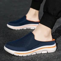 2025 Men Slippers Summer Breathable Home Indoor Slippers Men Thick Bottom Slides Fashion Couple Walking Shoes Plus Size 39-48