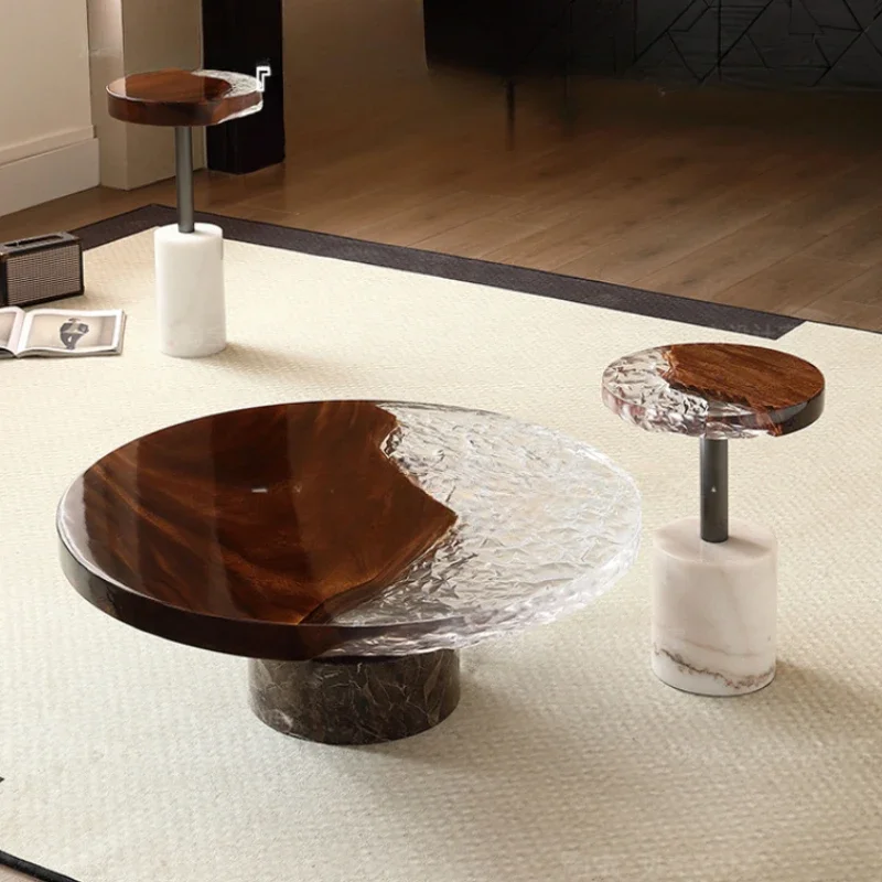 Epoxy Design Coffee Table Modern Centerpiece Marble Center Living Room Side Table Small Round Luxury Stolik Kawowy Furniture 3