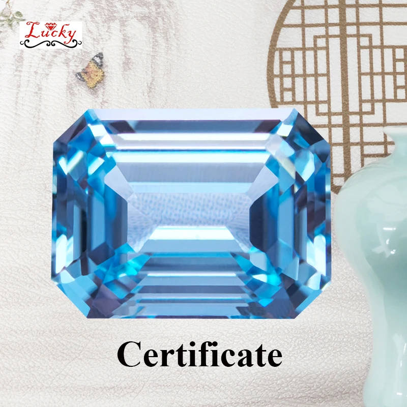 

Lab Grown Paraiba Sapphire Emerald Cut VVS1 Charms Beads for DIY Jewelry Making Necklace Materials Selectable AGL Certificate