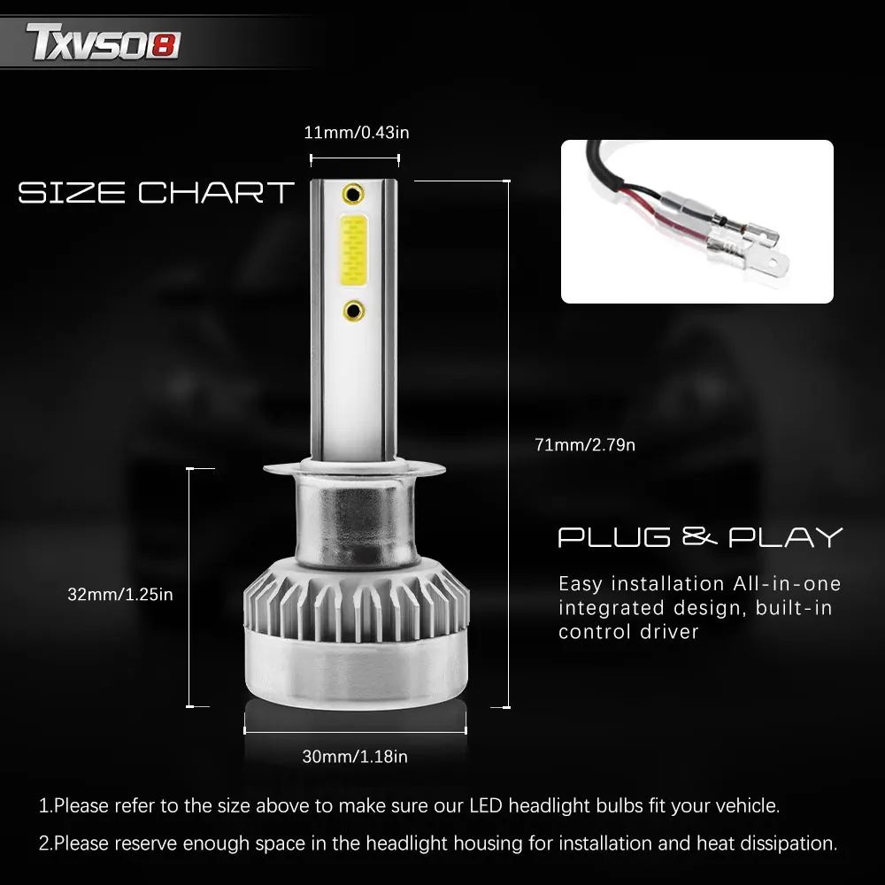 TXVSO8 자동차 조명 H11 LED 헤드라이트 전구, COB 칩 LED H7 H8 H9 H1 LED 램프, 9005 9006 9012, 6000K, 110W, 자동 안개등, 20000LM