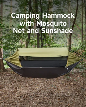 Camping Hammock with Net and Removable Sunshade Easy Setup & Pack Perfect for Hiking Backpacking Outdoor Travel