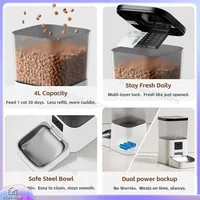 Automatic Cat Feeder with Smart Water Dispenser Stainless Steel Digital Pet Feeder Anti-Blocking Easy Clean for Cats Dogs 5