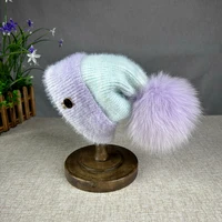 2025 New wool High quality Winter Hats Soft Beanies Hat For Women Classic Knit Girl Hat natural fur pompom hat Warm Cap 1