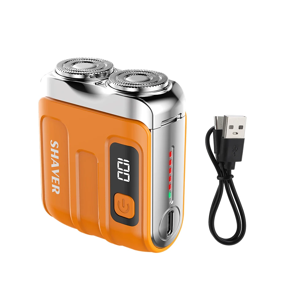 Портативна електробритва USB Перезаряджається Бритва 9000 об./хв. Потужний подвійний лезо Чоловічий тример для бороди Миється бритвена головка для подорожей