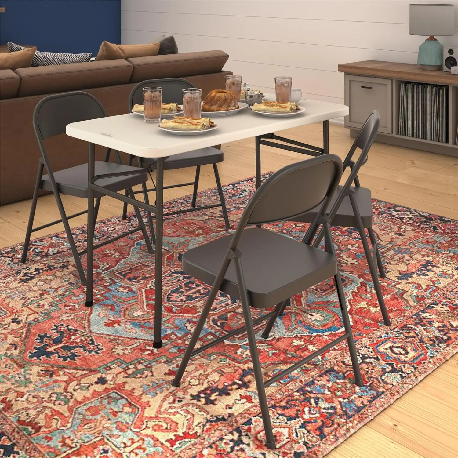 NEW SmartFold All-Steel Folding Chair, 4-Pack, Black USA