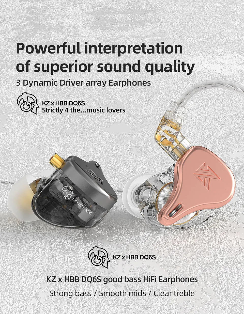 KZ x HBB DQ6S Six Drivers Metal Wired Earphone description image