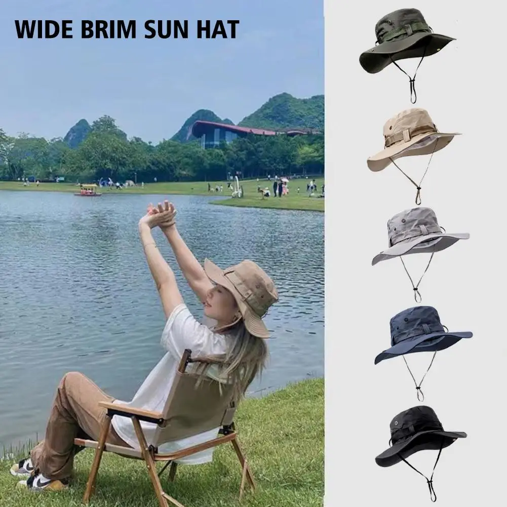 

Sun Hats for Men Outdoor Fishing Cap Wide Brim Anti-UV Protection Women Bucket Hat Summer Hiking Fisherman Caps U4F0