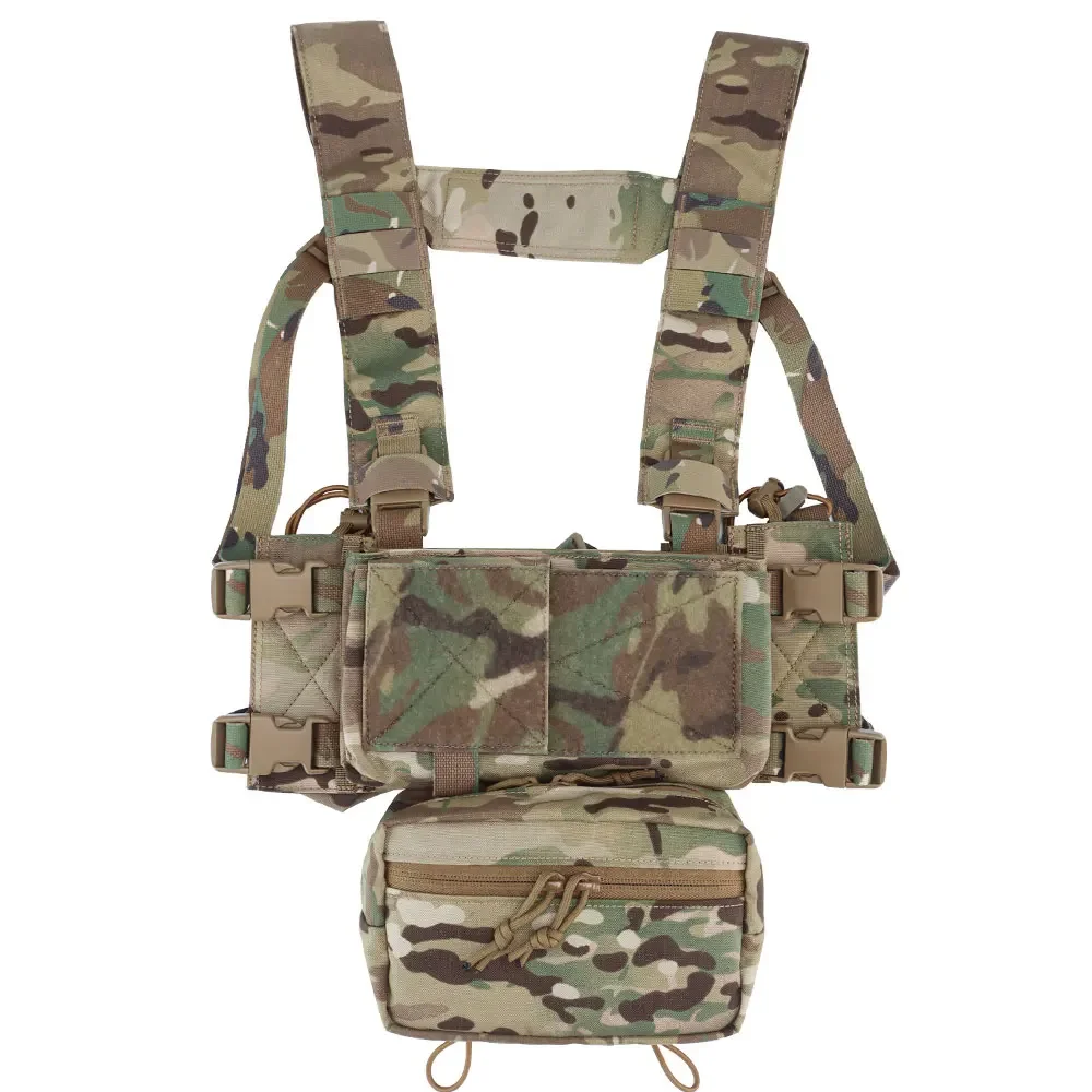 Aparejo de pecho táctico con soporte de bolsa de revista 5,56/7,62, bolsa de pistola/ala, bolsa colgante Molle