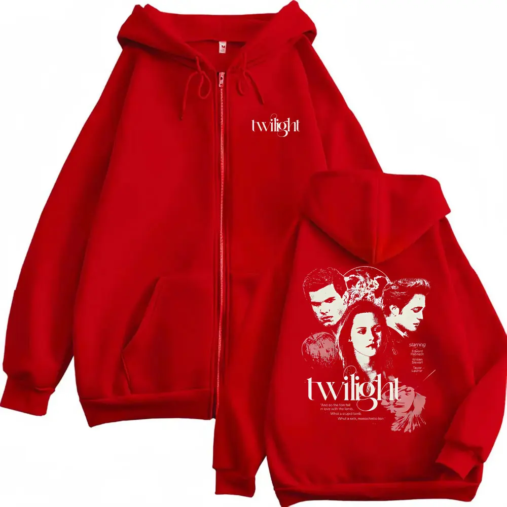 Twilight Vampire Robert Pattinson Edward Cullen Bella Jacob Black Zipper Hoodie Men Women Casual Fleece Vintage Zip Up Jacket