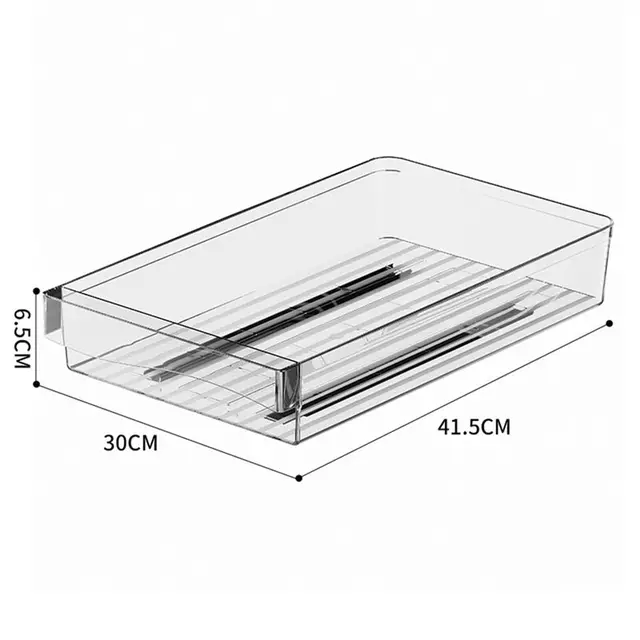 A11E-ลิ้นชักแบบยืดหดได้ รางเลื่อนโปร่งใส ชั้นวางของในครัว กล่องเก็บของแบบเคลื่อนย้ายได้ ตะกร้าเก็บของ กล่องเก็บของ 6