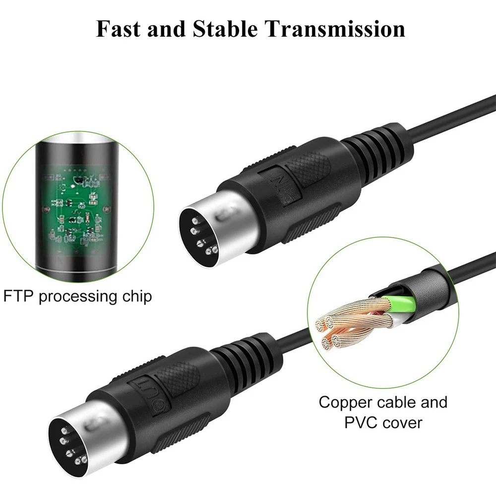 USB MIDI Cable Converter USB Interface to In-Out MIDI Cord Works for PC Laptop to Piano Keyboard in Music Studio 6.5Ft