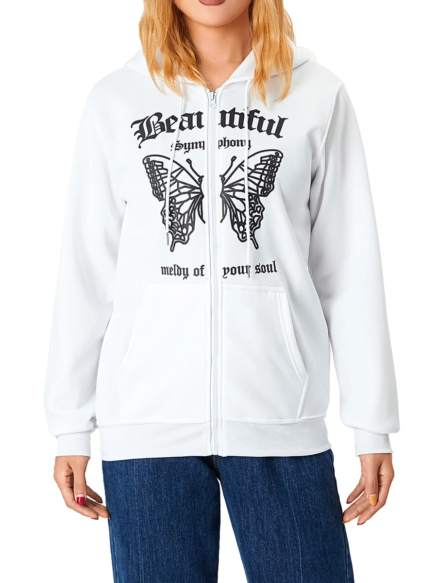 

Женская Осенняя куртка с капюшоном и принтом в виде крыльев