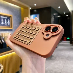 Chic Silicone Suction Cup Phone Case with Selfie Holder - iPhone 12 Mini (Brown)
