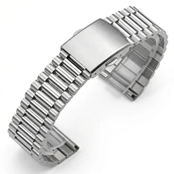 Two - Tone Stainless Steel Watch Band - Universal Straight End Bracelet Strap - 20mm (Silver)