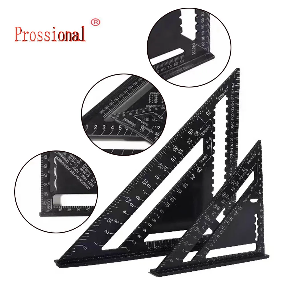 

Aluminum Alloy 7/12inch Angle Ruler Metric Triangular Measuring Ruler Woodwork Speed Square Triangle Angle Protractor Trammel