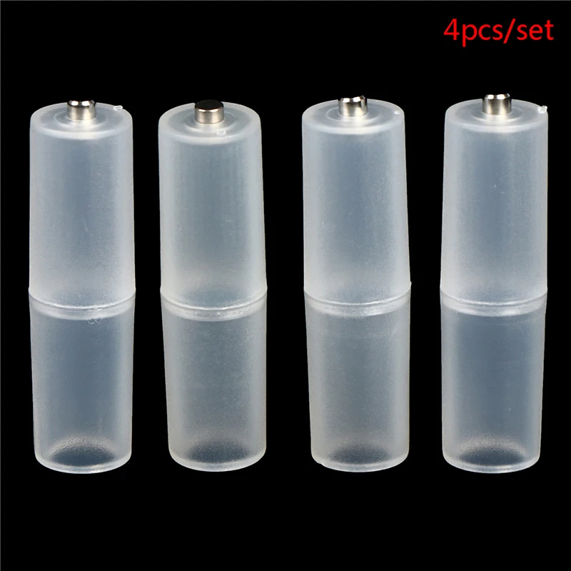 New 4 Pcs AAA To AA Size Battery Case Switcher Convenient Converter Adapter Holder Translucent Battery Conversion Cartridge