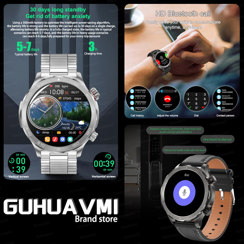 2025 New GPS NFC Smart Watch Men 360*360 AMOLED Screen Heart Rate Bluetooth Call IP68 Waterproof Man Smartwatch For Android IOS