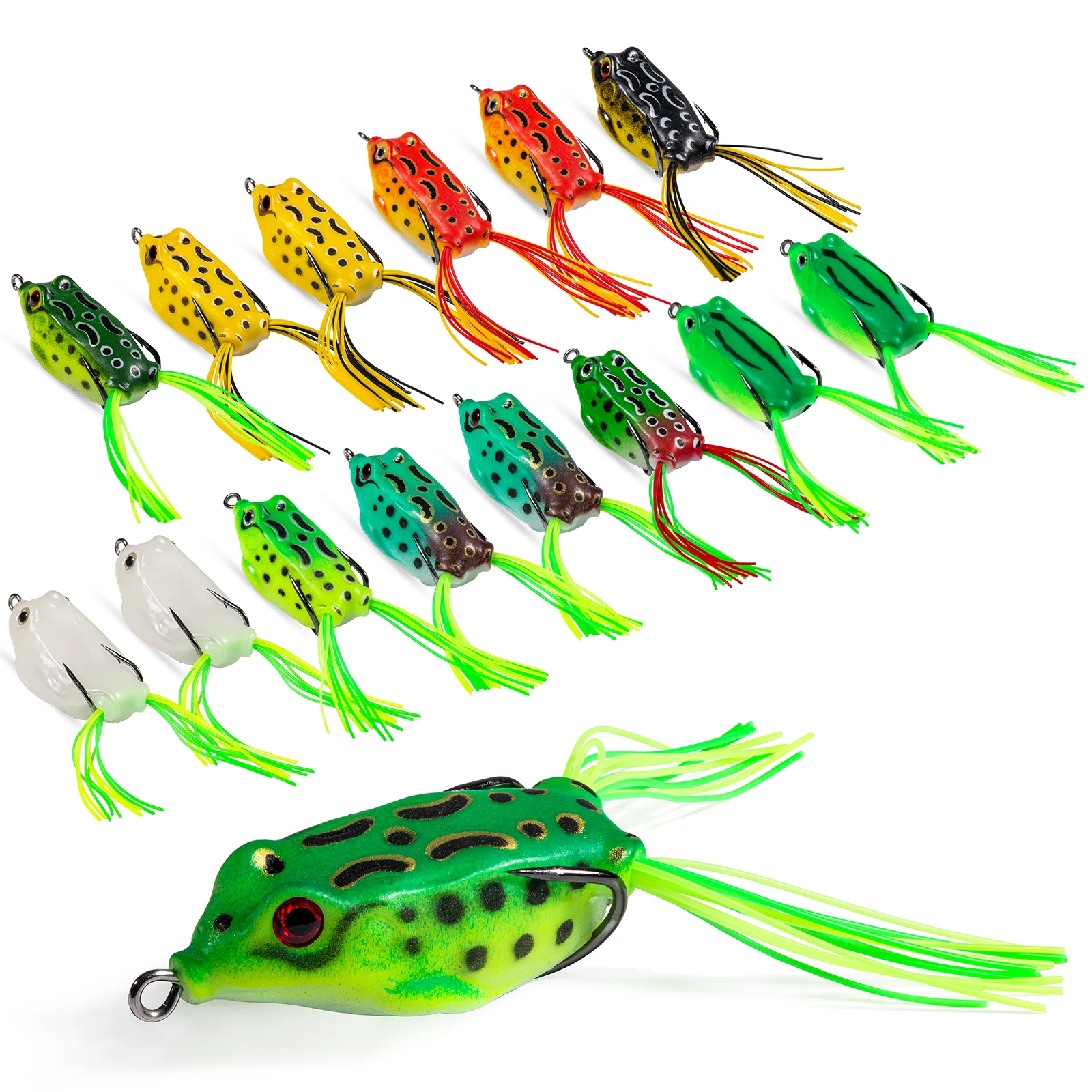 Rocking Froggoture 10/15pc Topwater Frog Lure Kit - Versatile Fishing Bait  For Fresh & Saltwater