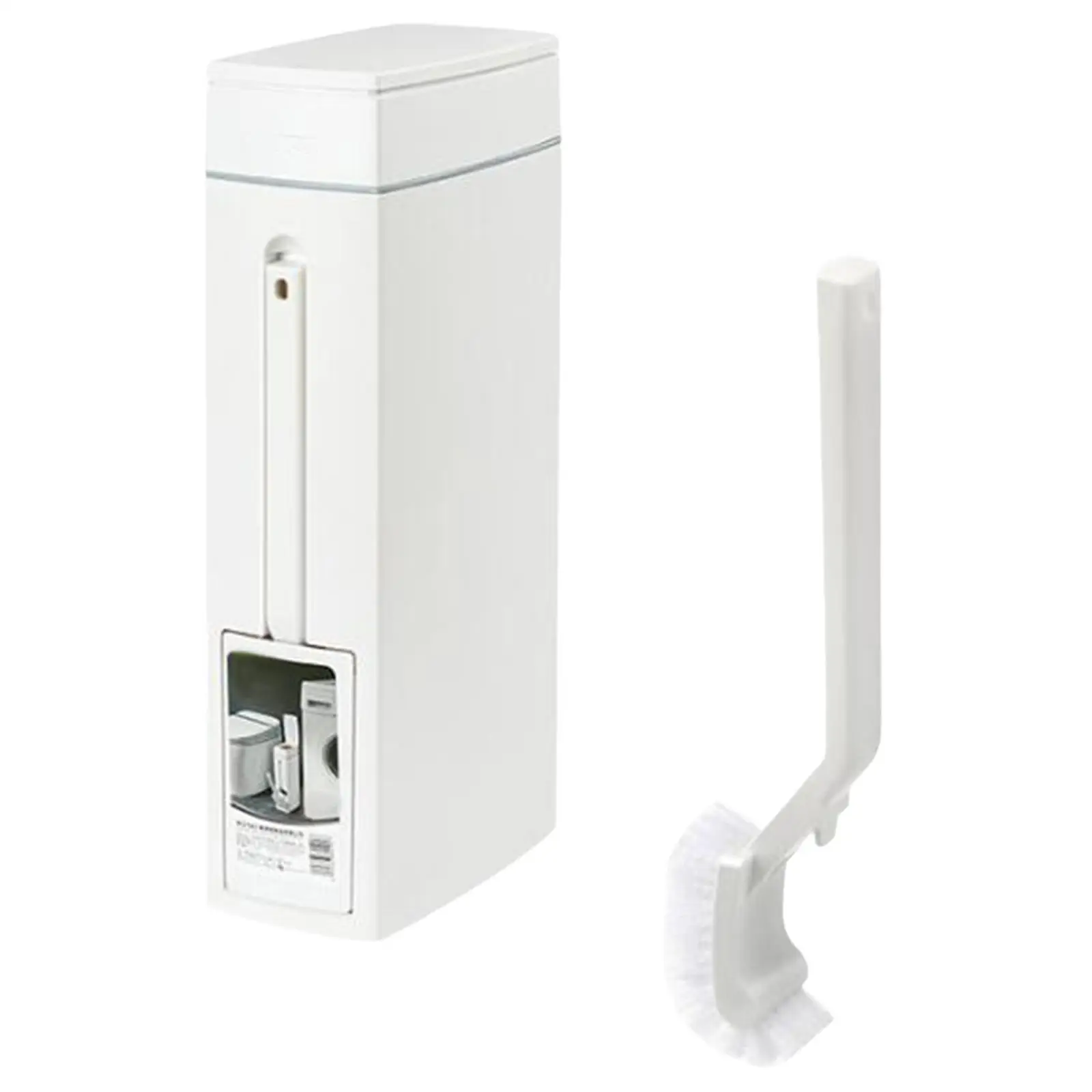Bathroom Bin with Toilet Brush Holder,Trash Can,White Portable Paper Basket,Slim Trash Can with Toilet Brush for Bathroom