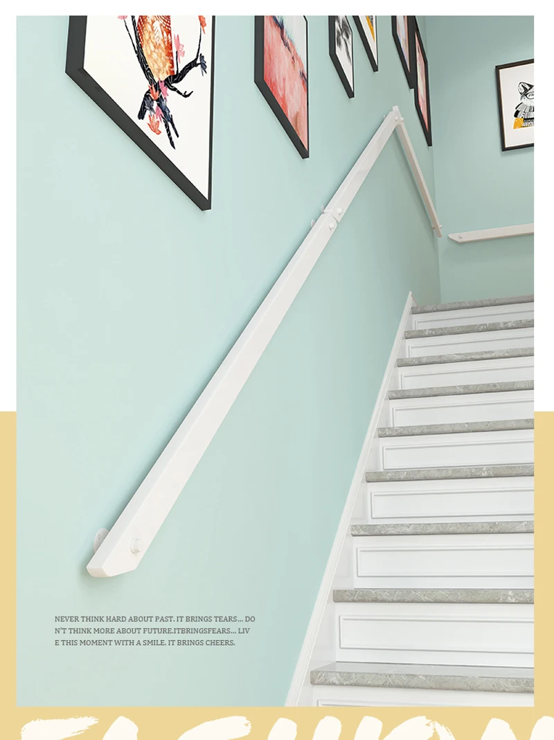 2025 สไตล์ Minimalist ไม้สีขาว Anti SLIP 30-200 ซม.บันได Handrails พร้อมวงเล็บเหล็กสําหรับ Villa Attic ห้อง/ทางเดินตกแต่ง 1