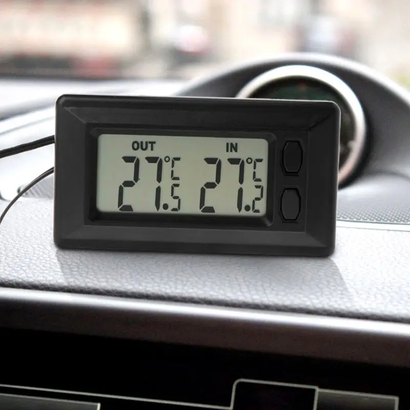 Auto Car LCD Digital Display Thermometer 1.5m Cable for Car Houses Offices Workshops