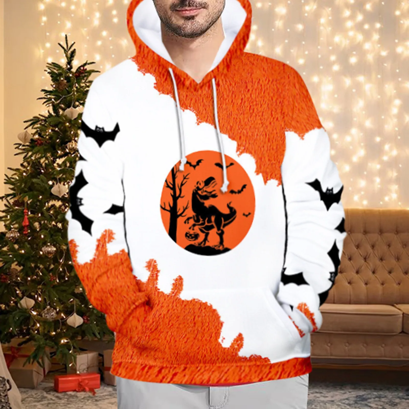 

Christmas Man Xmas Jacket Casual 3D Print Santa Sportswear Long Sleeve Coat