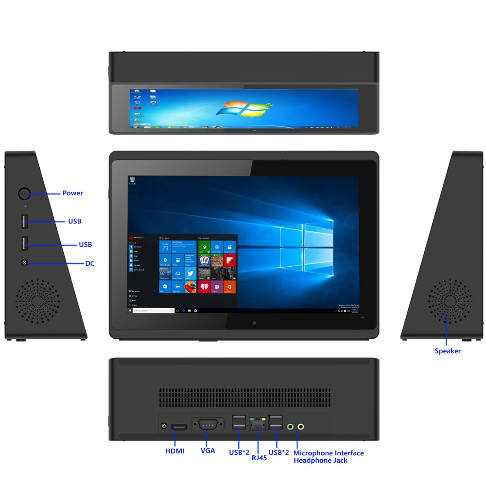 2023 All In One Tablet Windows 10 RJ45 Mini PC Box 10.1inch Touch Screen Intel Core I5 I7-3770 16GB RAM No Battery WiFi Camera 2