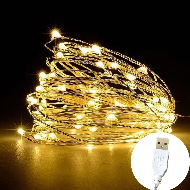 

Waterproof USB/Battery LED String Light 5M 10M Copper Wire Fairy Garland Light Lamp for Christmas Wedding Party Holiday Lighting