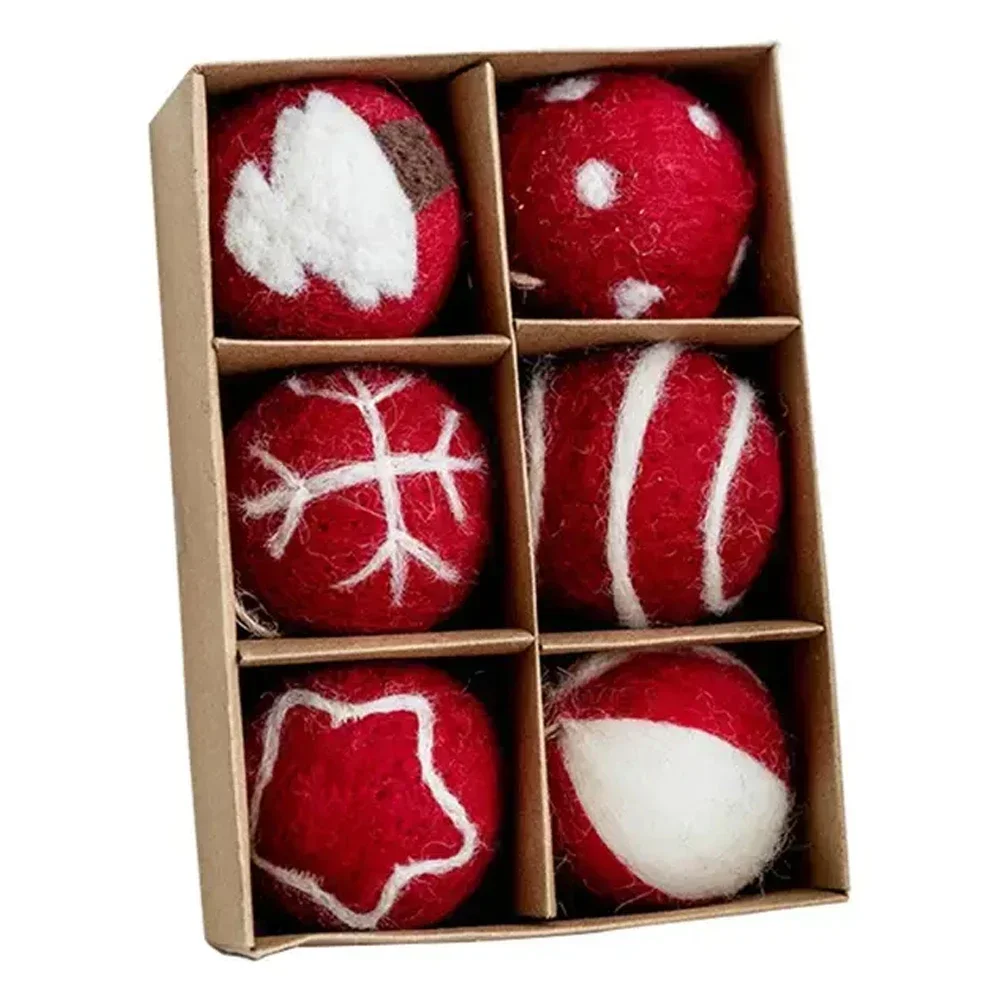 Christmas Decorations 1set 5cm Wool Felt Ball Christmas Decoration DIY Sewing Craft Supplies Party Decor Kids Fun Toys Xmas Tree Pendant
