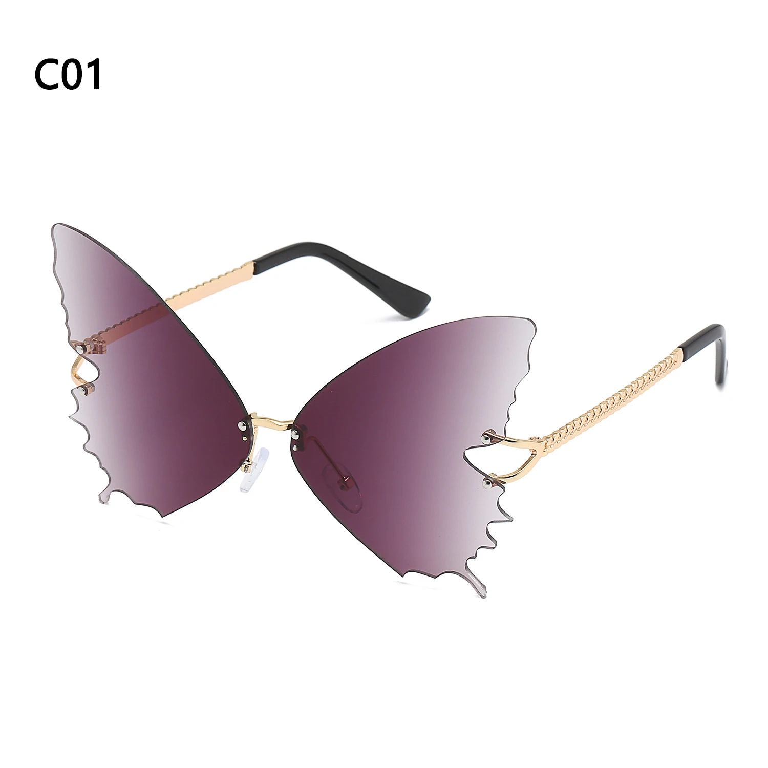 1PC Unisex Sunglasses Rimless Retro Bat Shape True Film Sun Glasses UV400 Trending Narrow Eyewear Streetwear Fashion Accessories big sunglasses for women Sunglasses